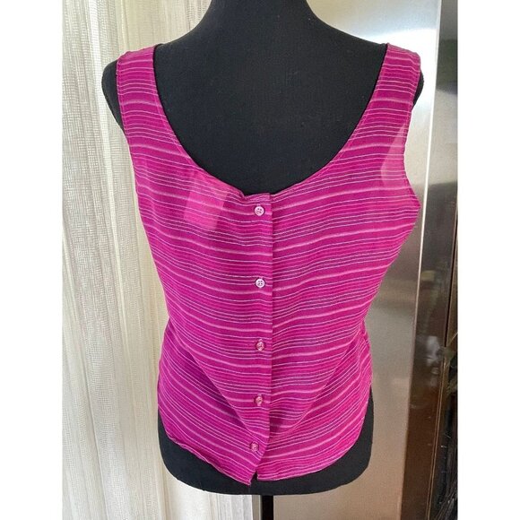Vintage 80s twinset, pink striped long sleeves blouse, with camisole, size 6 - Picture 9 of 10